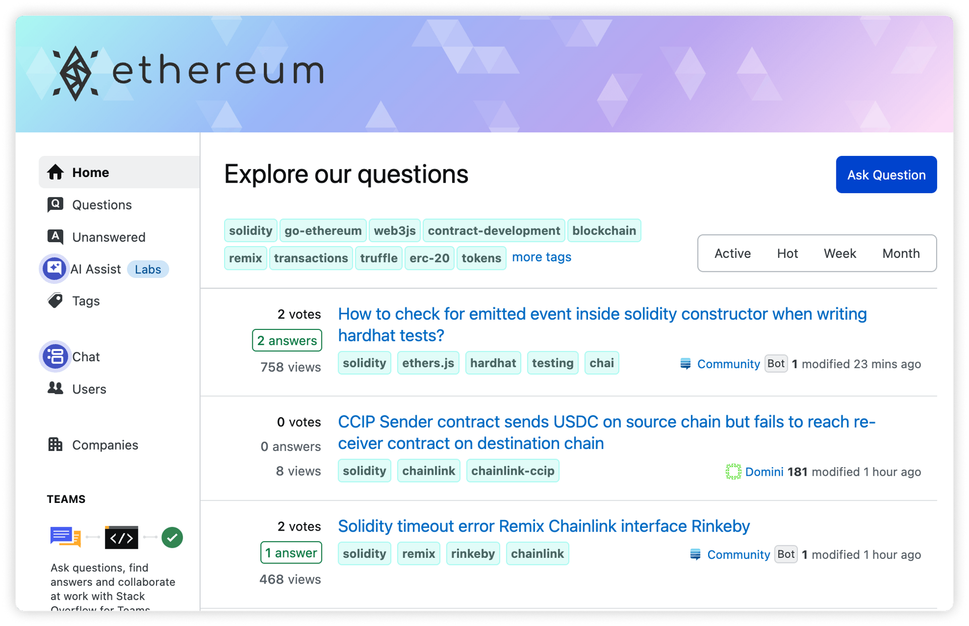 Ethereum Stack Exchange screenshot