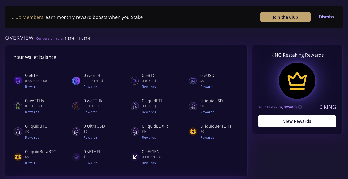 Screenshot 1 of ether.fi showing the application interface