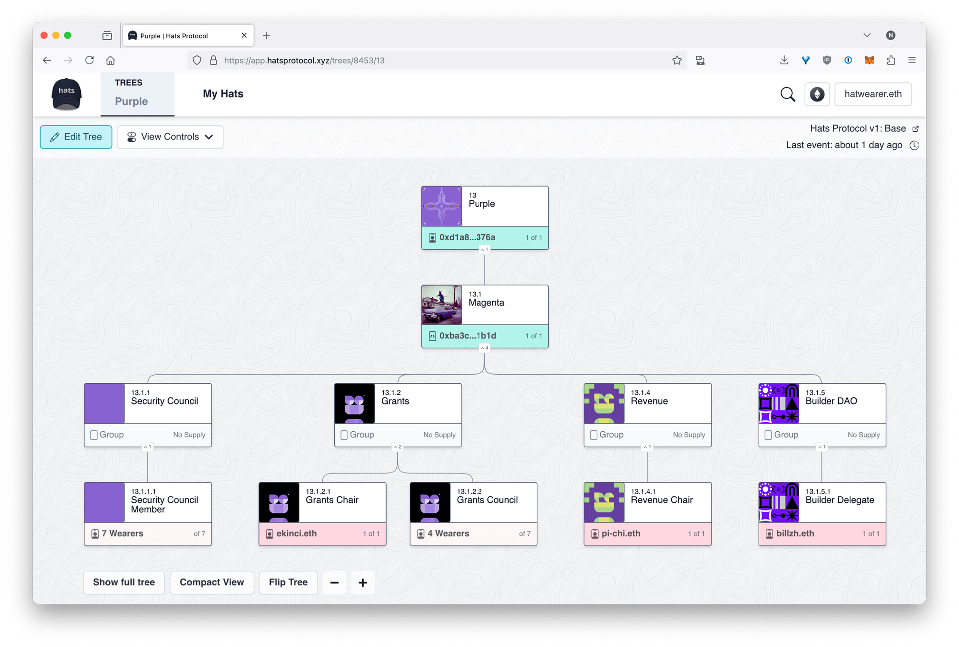 Screenshot 1 of Hats Protocol showing the application interface