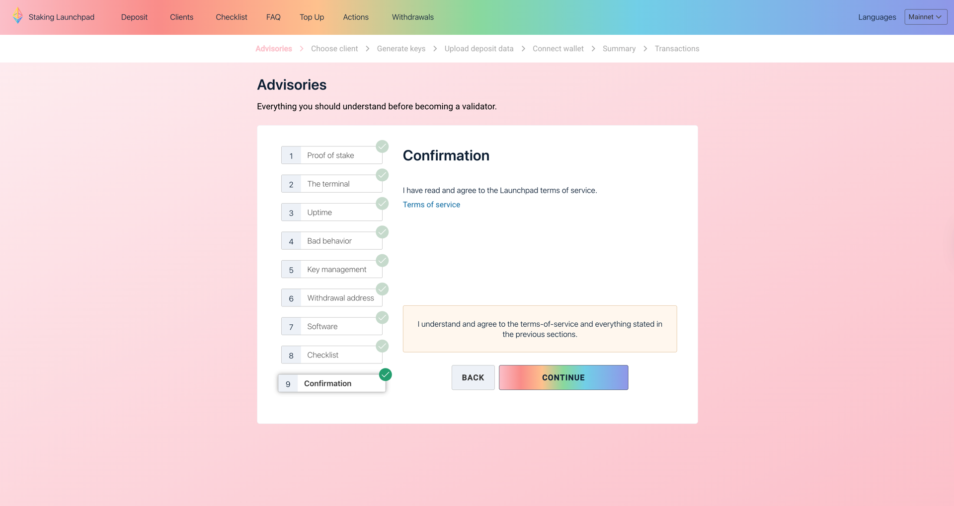 Screenshot 1 of Staking Launchpad showing the application interface