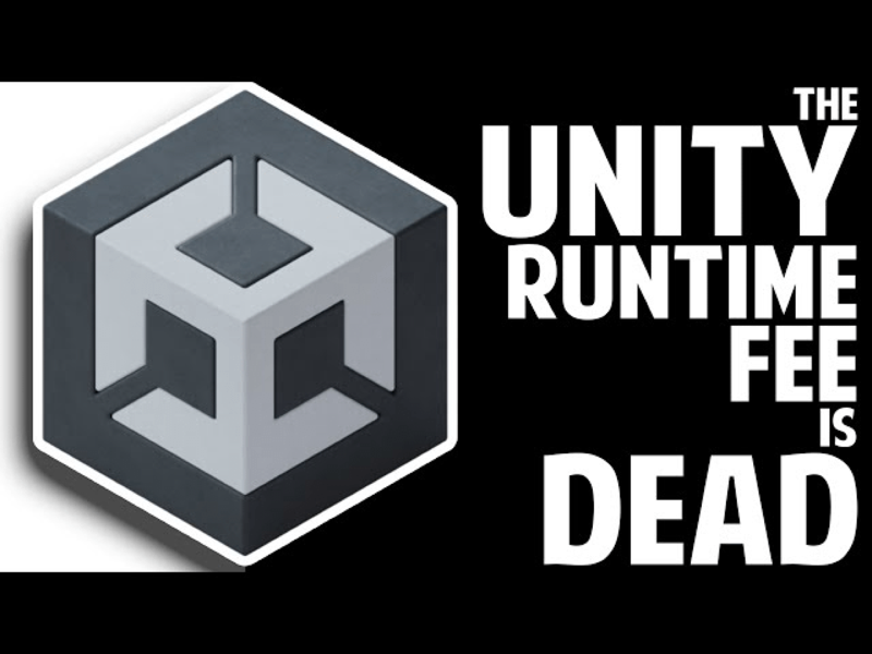 Screenshot of a campaign image with text 'The unity runtime fee is dead'