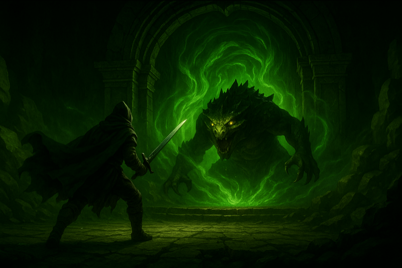 Screenshot of the Loot Survivor video game picturing a knight fighting a monster